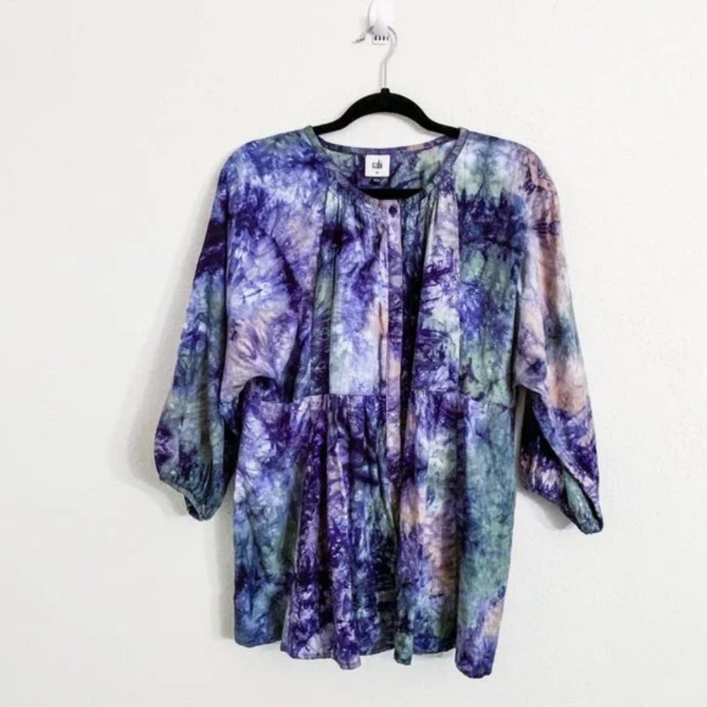 CAbi Linen Blend Button Up Blouse